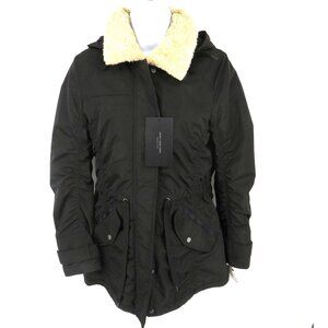Marc New York Black Hooded Jacket W/ Faux Fur Collar Womens XS NWT $150